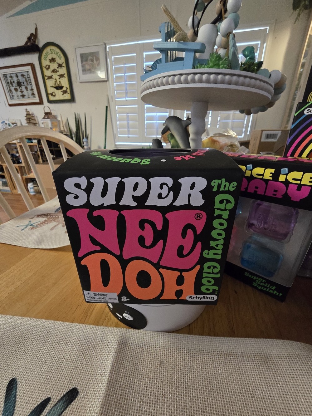 Schylling Super NeeDoh Groovy Glop - Black with Pink & Orange Logo